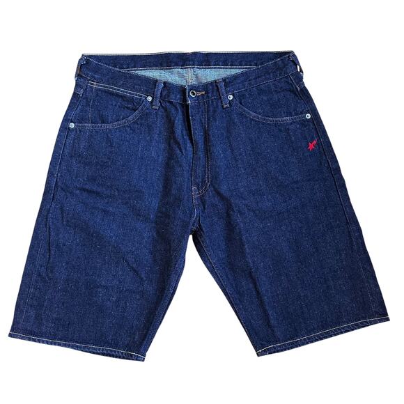 L 34 Waist Bape Jean Shorts Wrangler Champion Logo Embroidered - Picture 3 of 5